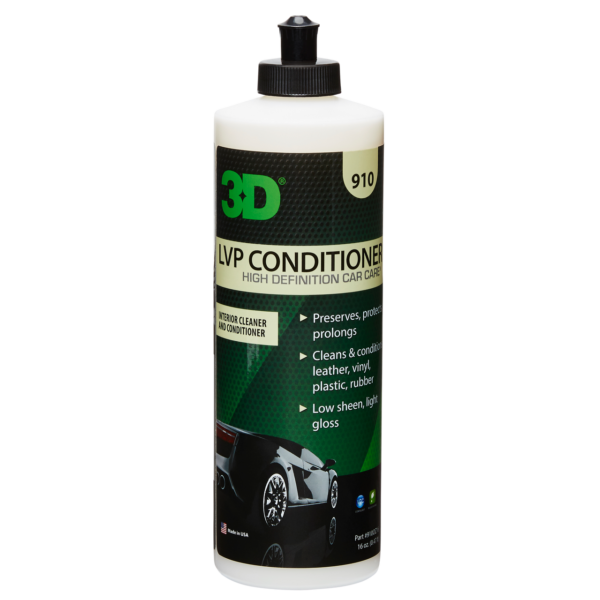 Maximera skyddet för ditt fordons interiör med 3D LVP Conditioner. Idealisk för läder, vinyl och plast, med naturlig minkolja.