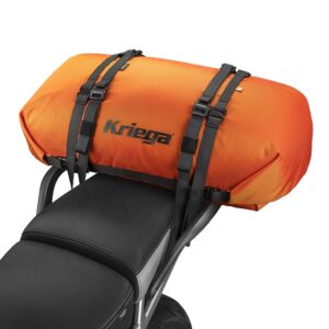 Kriega Rollpack Orange: Tålig och vattentät motorcykelväska. Universal passform, enkel montering, 20/40L kapacitet. 10 års garanti.