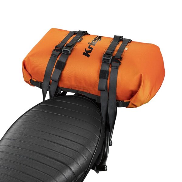 Kriega Rollpack Orange: Tålig och vattentät motorcykelväska. Universal passform, enkel montering, 20/40L kapacitet. 10 års garanti.